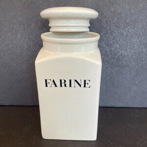 Vintage "FARINE" White Ceramic Jar 9" HABITAT UK Terence Conran RARE